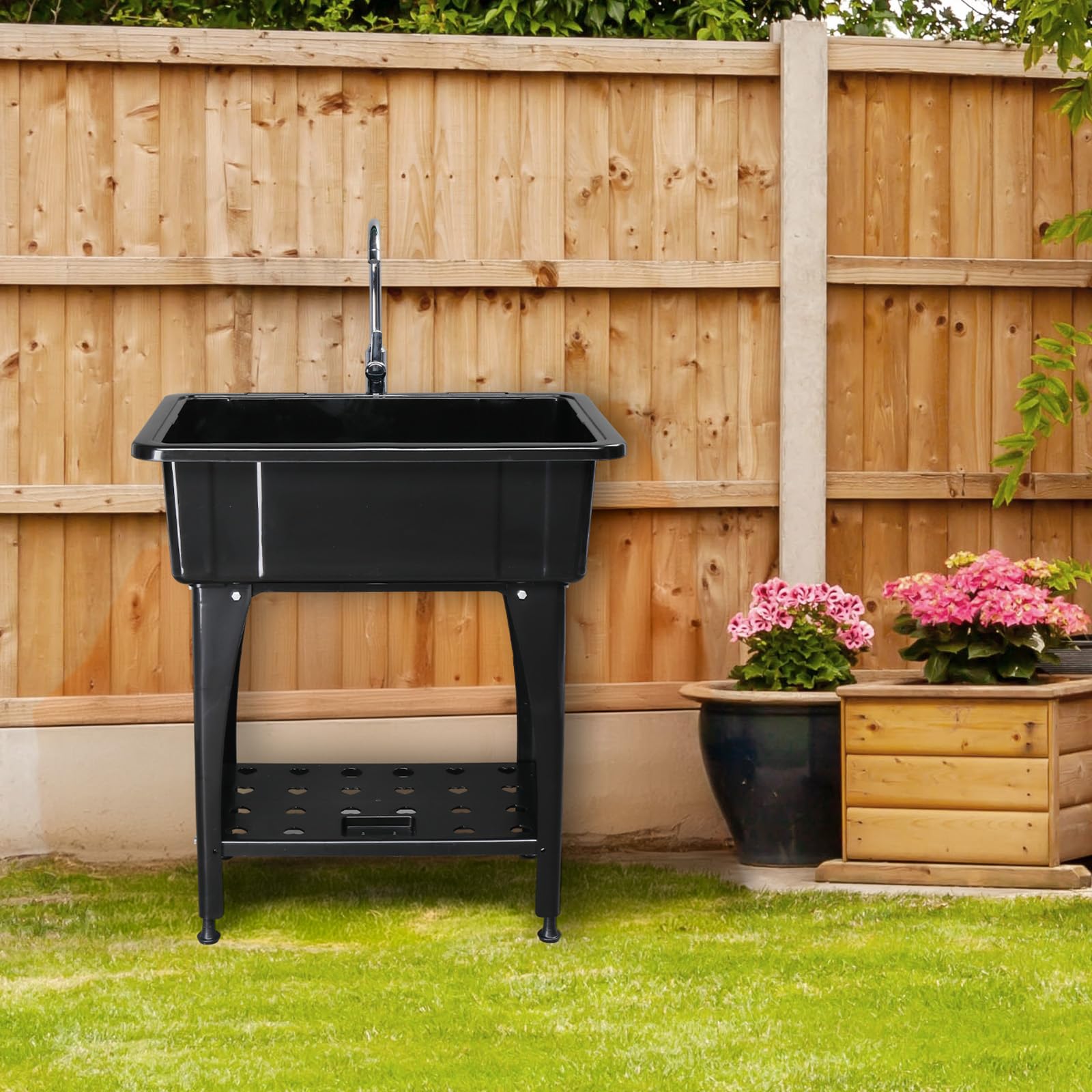 VINGLI Spacious Black Utility Sink Laundry Tub for Laundry Room